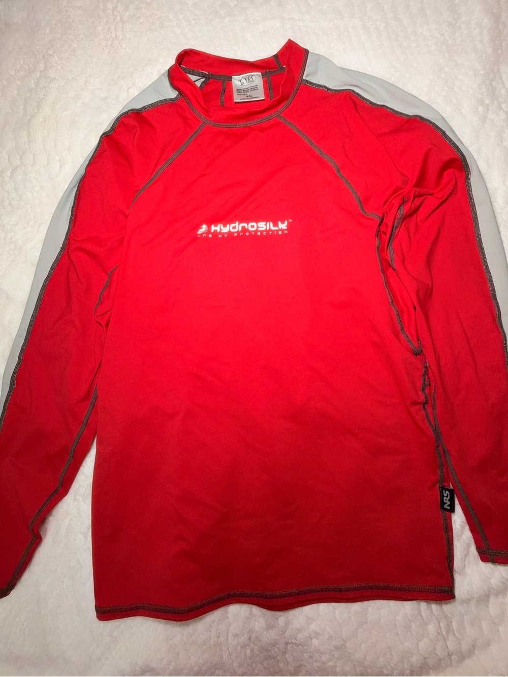 NRS HydroSilk Men’s XXL Red Gray Long Sleeve Rash Guard Swim Shirt